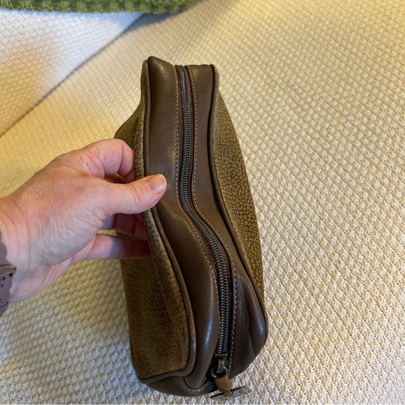 BORBONESE Vintage Redwall Partridge Eye Suede & Leather Clutch Cosmetic Pouch - Picture 5 of 12